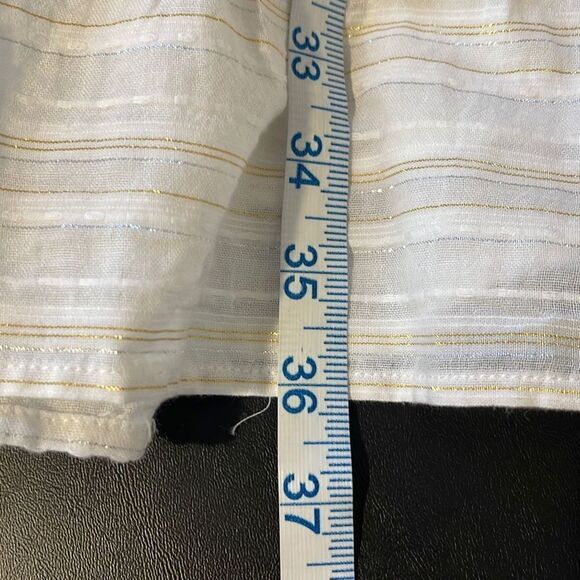 LOFT Womens Cotton Metallic Thread Dress Tassel Tie Sleeveless Wrap White 4P - Picture 12 of 13